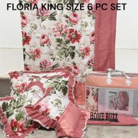 FLORIA KING SIZE 6 PC  COMFORTER SET BY HOME BUZZ  GLACE COTTON DESIGN 1