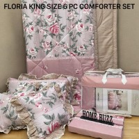 FLORIA KING SIZE 6 PC  COMFORTER SET BY HOME BUZZ  GLACE COTTON DESIGN 2