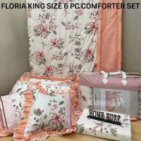 FLORIA KING SIZE 6 PC  COMFORTER SET BY HOME BUZZ  GLACE COTTON DESIGN 4