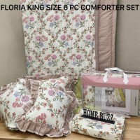 FLORIA KING SIZE 6 PC  COMFORTER SET BY HOME BUZZ  GLACE COTTON DESIGN 5