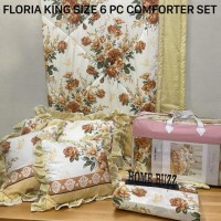 FLORIA KING SIZE 6 PC  COMFORTER SET BY HOME BUZZ  GLACE COTTON DESIGN 7