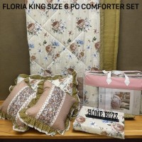 FLORIA KING SIZE 6 PC  COMFORTER SET BY HOME BUZZ  GLACE COTTON DESIGN 8