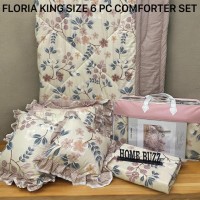 FLORIA KING SIZE 6 PC  COMFORTER SET BY HOME BUZZ  GLACE COTTON DESIGN 10