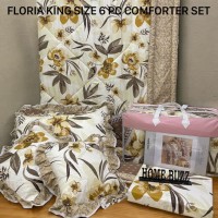 FLORIA KING SIZE 6 PC  COMFORTER SET BY HOME BUZZ  GLACE COTTON DESIGN 11