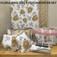 FLORIA KING SIZE 6 PC  COMFORTER SET BY HOME BUZZ  GLACE COTTON DESIGN 13