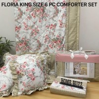 FLORIA KING SIZE 6 PC  COMFORTER SET BY HOME BUZZ  GLACE COTTON DESIGN 14