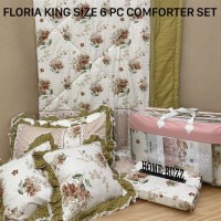 FLORIA KING SIZE 6 PC  COMFORTER SET BY HOME BUZZ  GLACE COTTON DESIGN 15