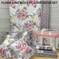 FLORIA KING SIZE 6 PC  COMFORTER SET BY HOME BUZZ  GLACE COTTON DESIGN 16