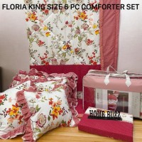 FLORIA KING SIZE 6 PC  COMFORTER SET BY HOME BUZZ  GLACE COTTON DESIGN 17