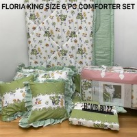 FLORIA KING SIZE 6 PC  COMFORTER SET BY HOME BUZZ  GLACE COTTON DESIGN 19