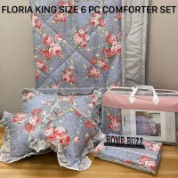 FLORIA KING SIZE 6 PC  COMFORTER SET BY HOME BUZZ  GLACE COTTON DESIGN 18