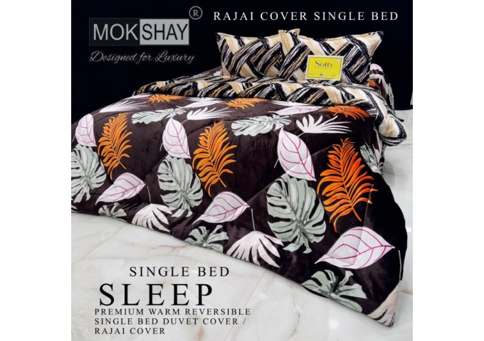  MOKSHAY  DESIGNED FOR LUXURY  1 SINGLE BED REVERSIBLE SUPERWARM COZY ZIPPER DUVET COVER|RAJAI COVER |DOUBLE PLY BLANKET 1