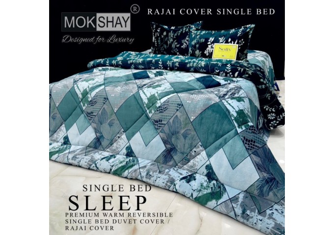  MOKSHAY  DESIGNED FOR LUXURY  1 SINGLE BED REVERSIBLE SUPERWARM COZY ZIPPER DUVET COVER|RAJAI COVER |DOUBLE PLY BLANKET 2