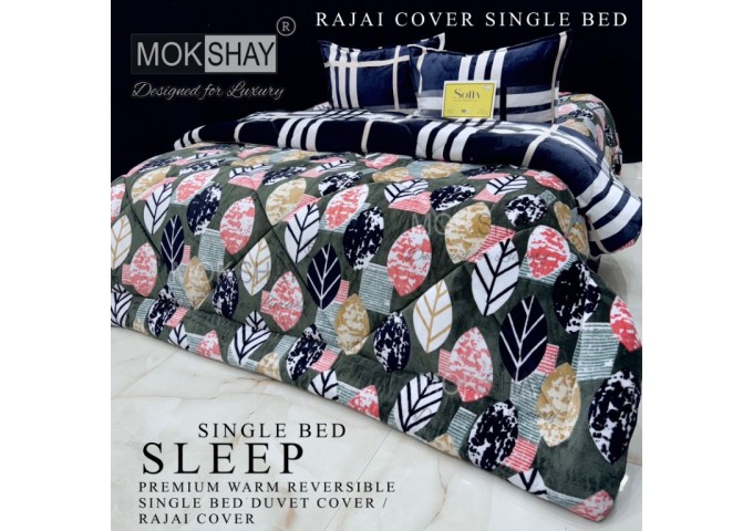  MOKSHAY  DESIGNED FOR LUXURY  1 SINGLE BED REVERSIBLE SUPERWARM COZY ZIPPER DUVET COVER|RAJAI COVER |DOUBLE PLY BLANKET 3