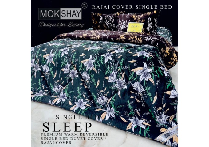  MOKSHAY  DESIGNED FOR LUXURY  1 SINGLE BED REVERSIBLE SUPERWARM COZY ZIPPER DUVET COVER|RAJAI COVER |DOUBLE PLY BLANKET 13