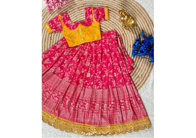 Beautifully Stitched Lehenga Choli For Mother-Daughters Combo 1