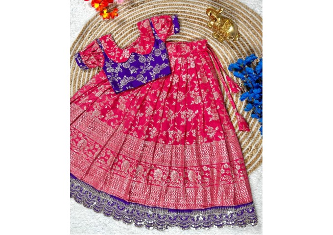 Beautifully Stitched Lehenga Choli For Mother-Daughters Combo 3