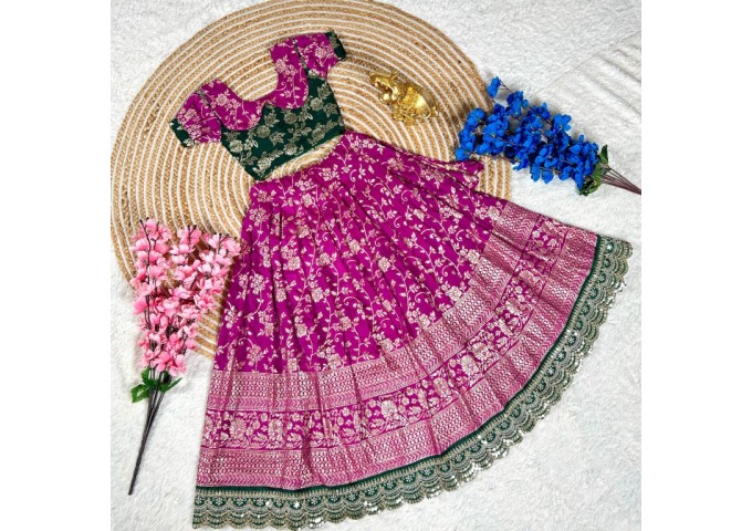 Beautifully Stitched Lehenga Choli For Mother-Daughters Combo 4