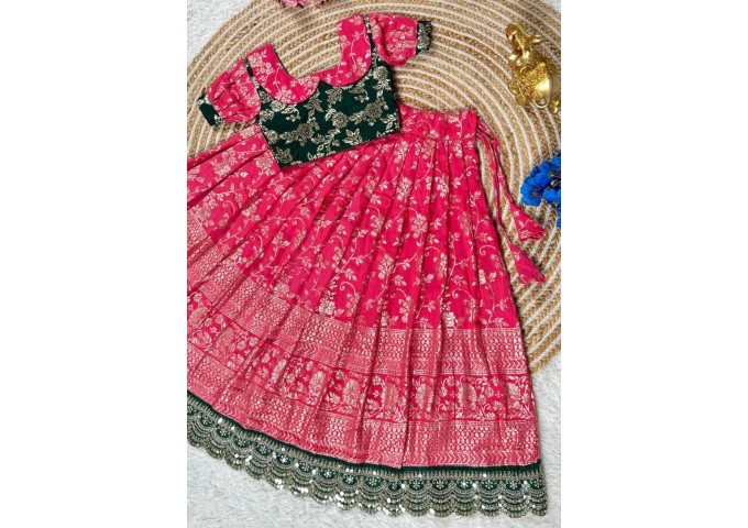 Beautifully Stitched Lehenga Choli For Mother-Daughters Combo 5