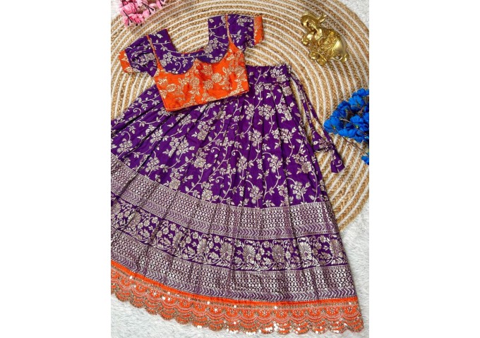 Beautifully Stitched Lehenga Choli For Mother-Daughters Combo 6