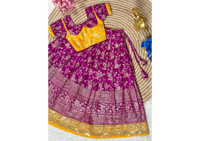 Beautifully Stitched Lehenga Choli For Mother-Daughters Combo 8