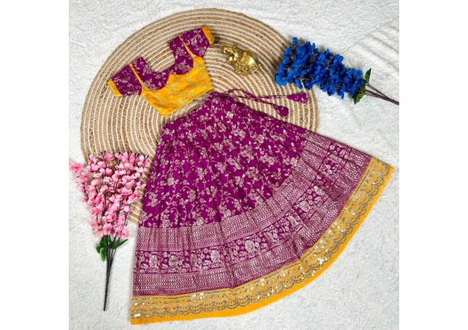 Beautifully Stitched Lehenga Choli For Mother-Daughters Combo 11