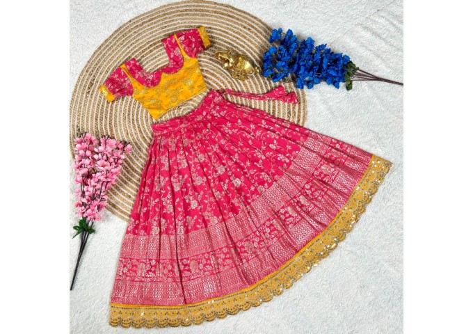 Beautifully Stitched Lehenga Choli For Mother-Daughters Combo 13