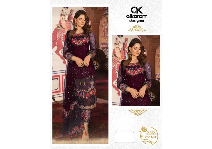 Alkaram DN 2001 Heavy Georgette with Heavy Embroidery and Sequence work Palazzo Suit 