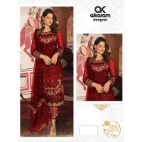 Alkaram DN 2001 Heavy Georgette with Heavy Embroidery and Sequence work Palazzo Suit Maroon