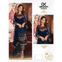 Alkaram DN 2001 Heavy Georgette with Heavy Embroidery and Sequence work Palazzo Suit Blue