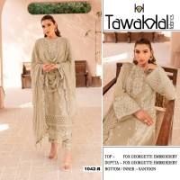 Tawaklal Heavy Fox Georgette With Heavy Embroidery DN 1042 Suit Light Crème 