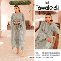 Tawaklal Heavy Fox Georgette With Heavy Embroidery DN 1042 Suit Light Green