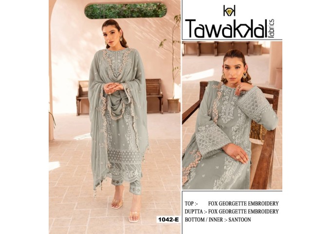 Tawaklal Heavy Fox Georgette With Heavy Embroidery DN 1042 Suit Light Green