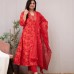 Voluminous Anarkali Suit Set Red