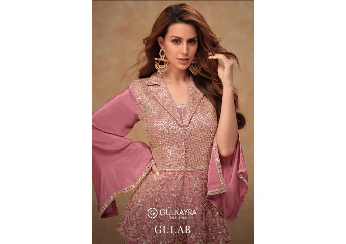 Gulkayra Designer Present Gulab Chinon Suit Pink