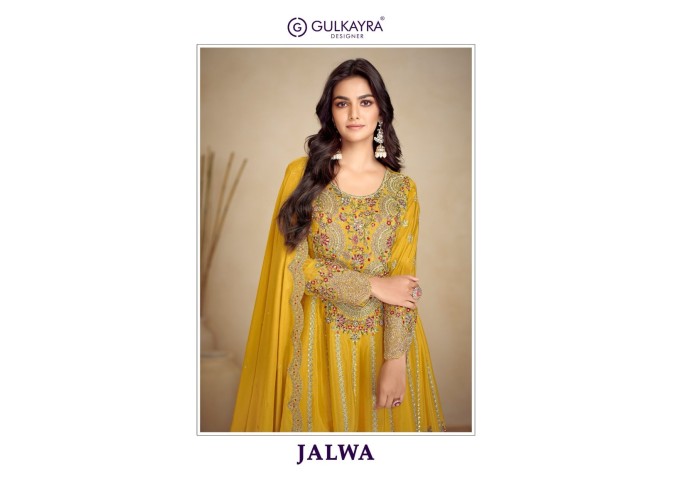 Jalwa Salwar Kameez heavy Chinon With Embroidery Work Yellow