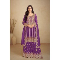 Jalwa Salwar Kameez heavy Chinon With Embroidery Work Purple