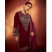 LFH BE DN 281  VISCOS VELVET SEQUENCE EMBROIDERY WORK WITH MIROR WORK PLAZZO SUIT DARK BROWN 