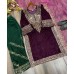 LFH BE DN 281  VISCOS VELVET SEQUENCE EMBROIDERY WORK WITH MIROR WORK PLAZZO SUIT DARK PURPLE