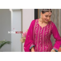 Soni Kudi  Salwar Kameez heavy Chinon with embroidery work Pink