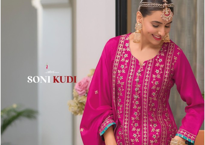 Soni Kudi  Salwar Kameez heavy Chinon with embroidery work Pink