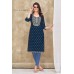 Teerthi Magic Slub Kurtis With Fancy Embroidery Work Blue