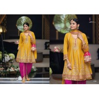 Sajni Yasmine Vol-2 Salwar Kameez heavy Chinon with embroidery work Yellow |Pink