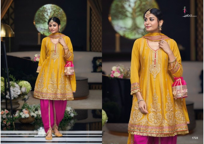 Sajni Yasmine Vol-2 Salwar Kameez heavy Chinon with embroidery work Yellow |Pink