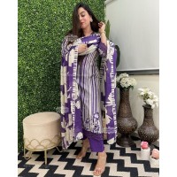 New Heavy Designer  Heavy Embroidery Nack Suit Set  Purple