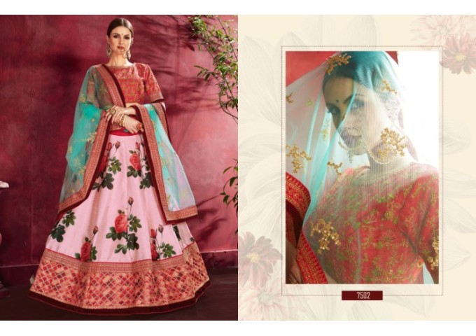 Floral Lehengha Choly Semi-Stitched Lehenga Choli with Dupatta Collection Pink