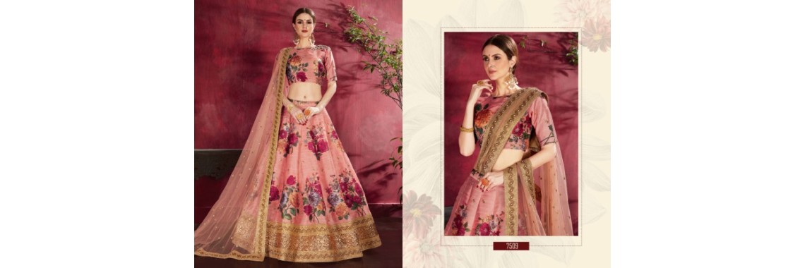 Floral Semi-Stitched Lehenga Choli with Dupatta 