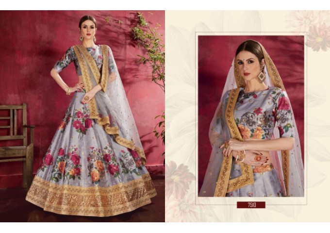 Floral Lehengha Choly Semi-Stitched Lehenga Choli with Dupatta Collection Multi Color