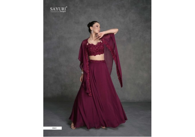 JUGNI SAYURI DESIGNER PRESENT NEW CATLOG  WESTERN TYPE LEHENGA CHOLY MAROON