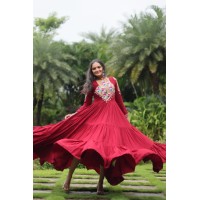  LFH LW DN 9197 Navratri Designer Gown Maroon